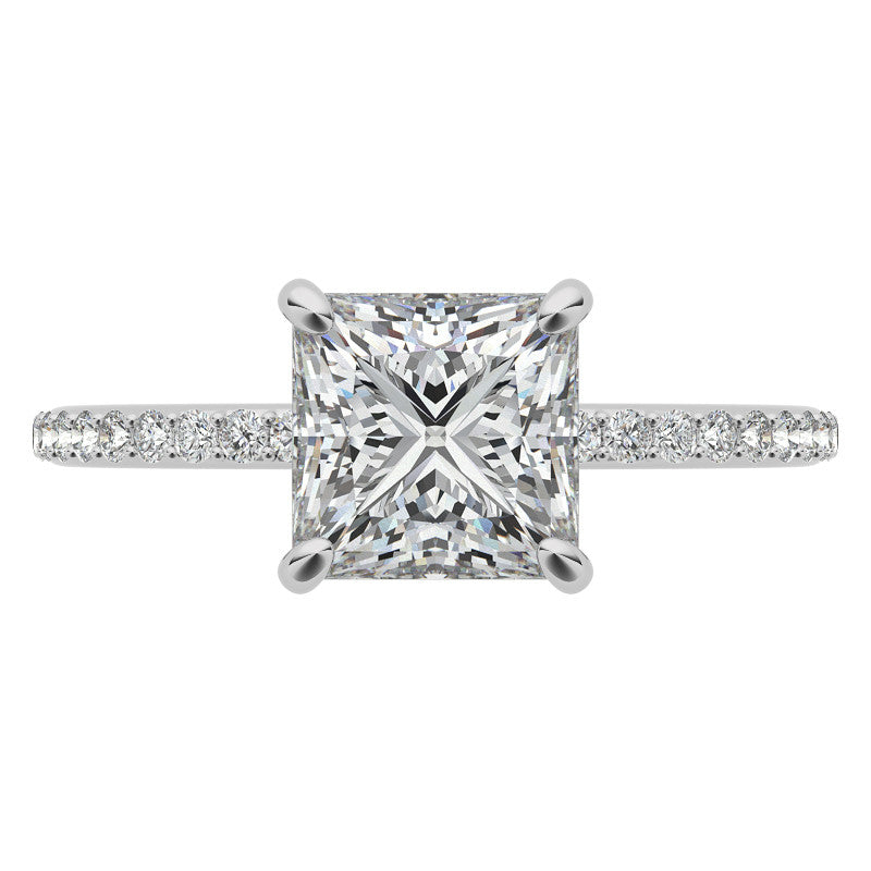 Princess cut Moissanite Engagement Ring with Claw Prongs