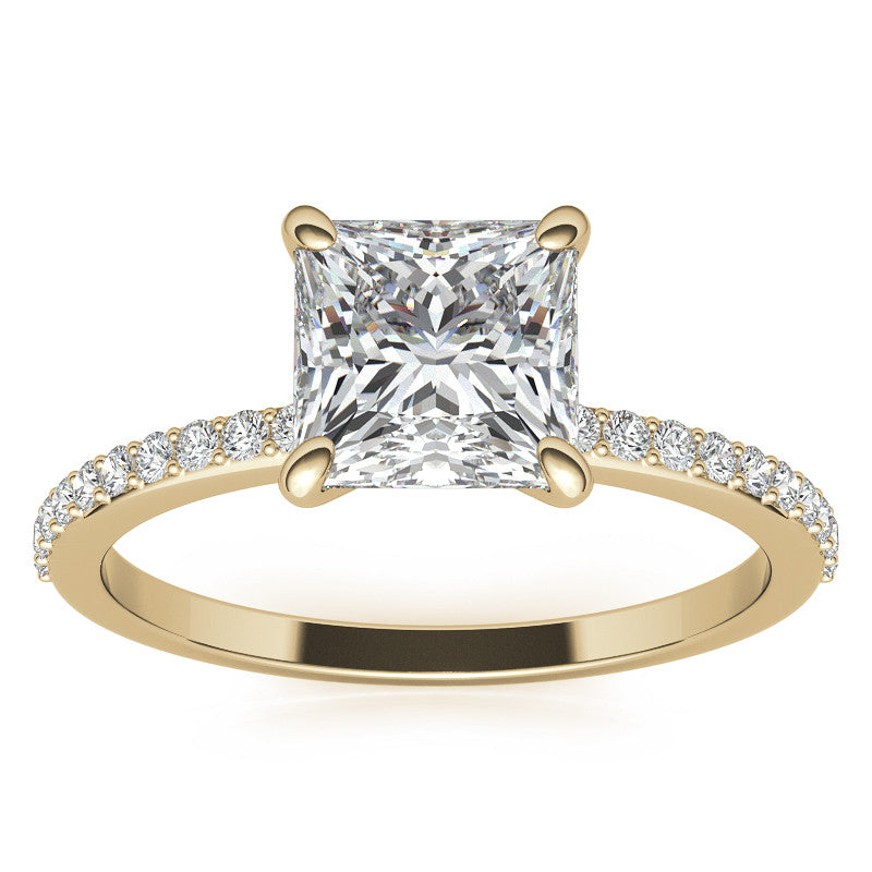 Princess cut Moissanite Engagement Ring with Claw Prongs