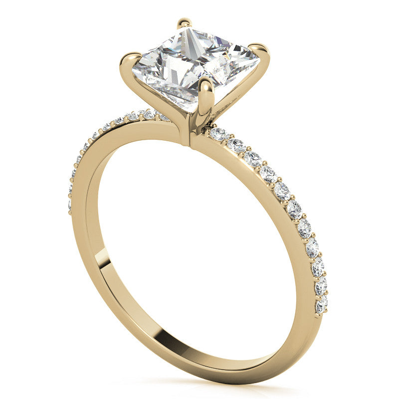 Princess cut Moissanite Engagement Ring with Claw Prongs
