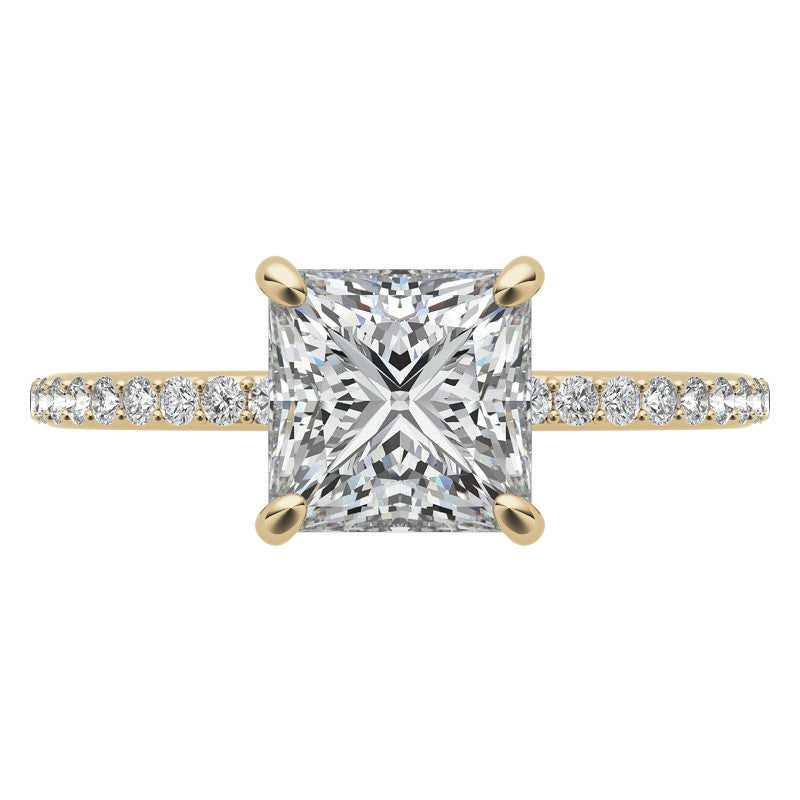 Princess cut Moissanite Engagement Ring with Claw Prongs