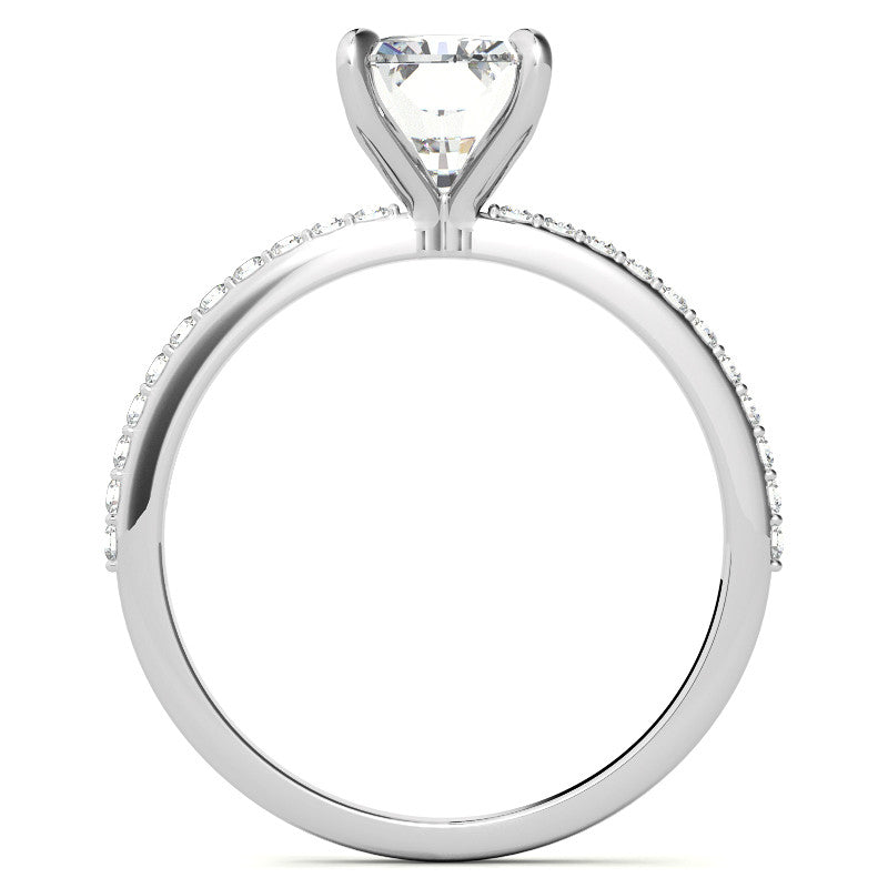 Emerald / Radiant Moissanite Engagement Ring with Claw Prongs