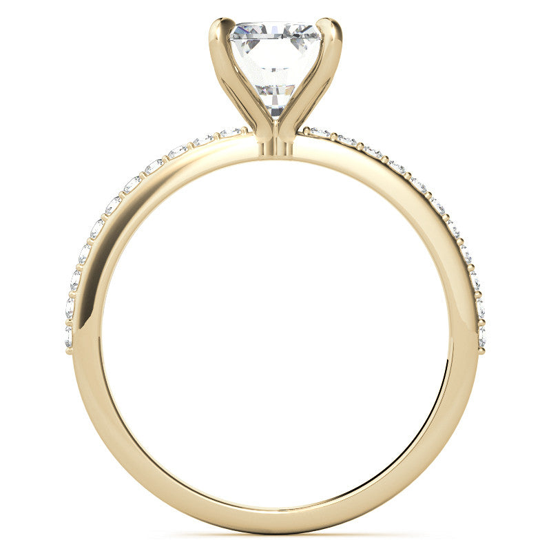Emerald / Radiant Moissanite Engagement Ring with Claw Prongs
