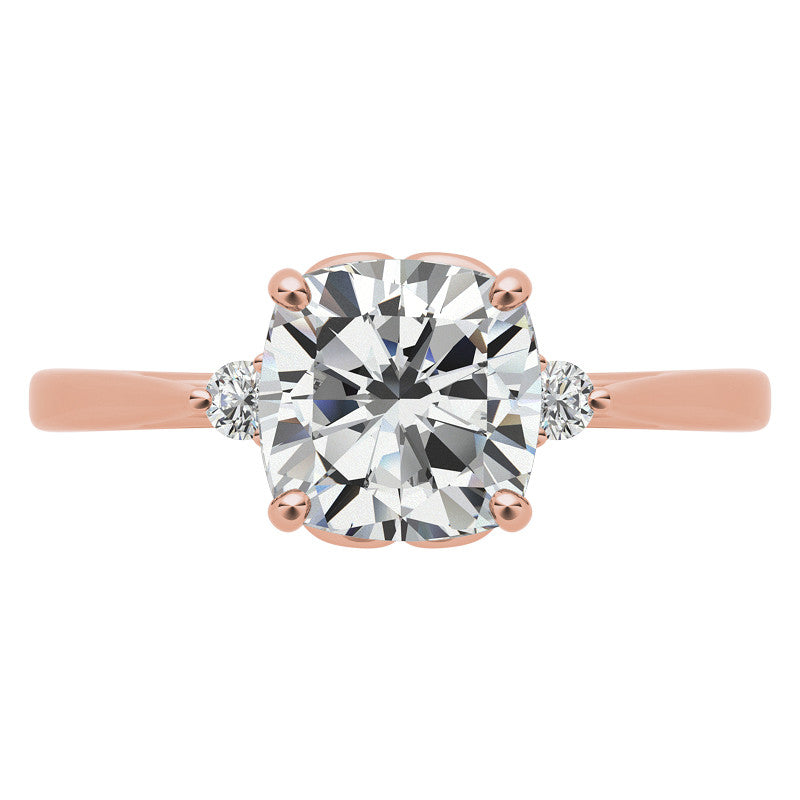 Cushion Three-Stone Cathedral Engagement Ring