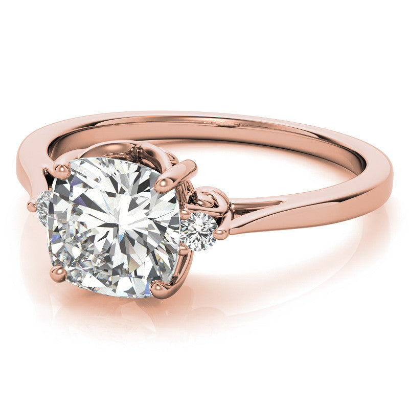 Cushion Three-Stone Cathedral Engagement Ring