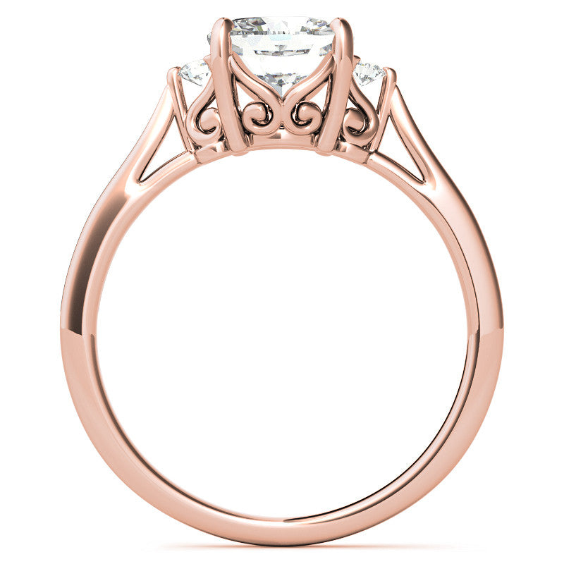 Cushion Three-Stone Cathedral Engagement Ring