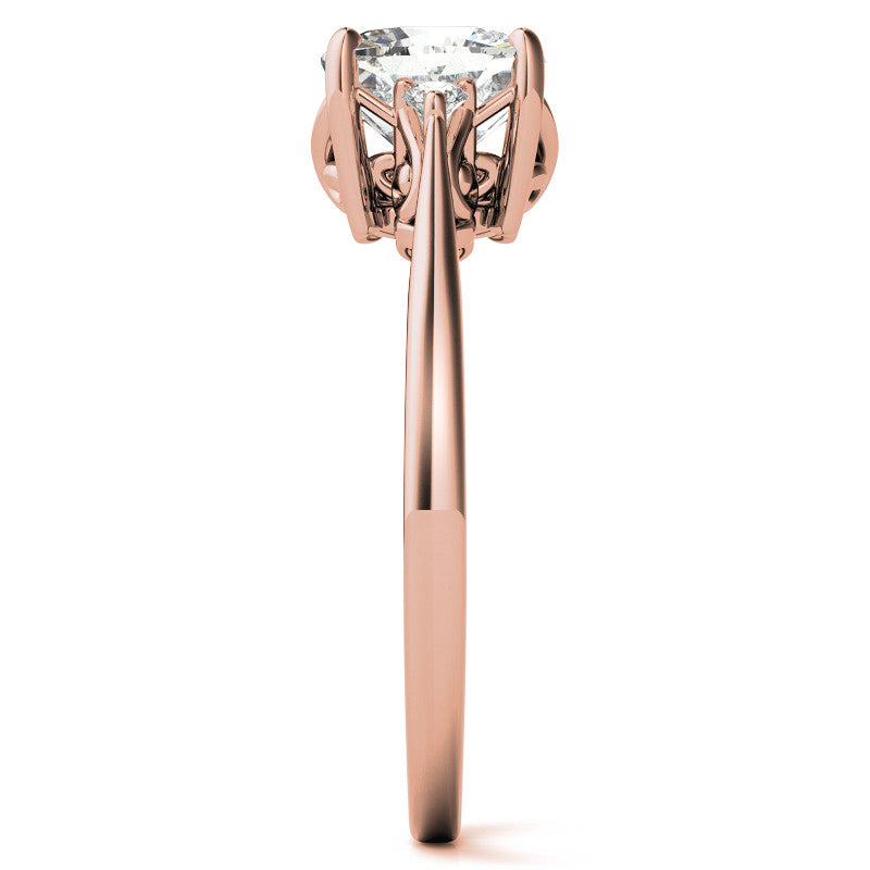 Cushion Three-Stone Cathedral Engagement Ring