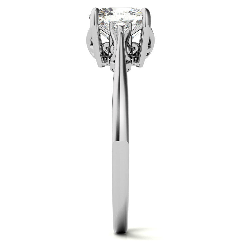 Cushion Three-Stone Cathedral Engagement Ring