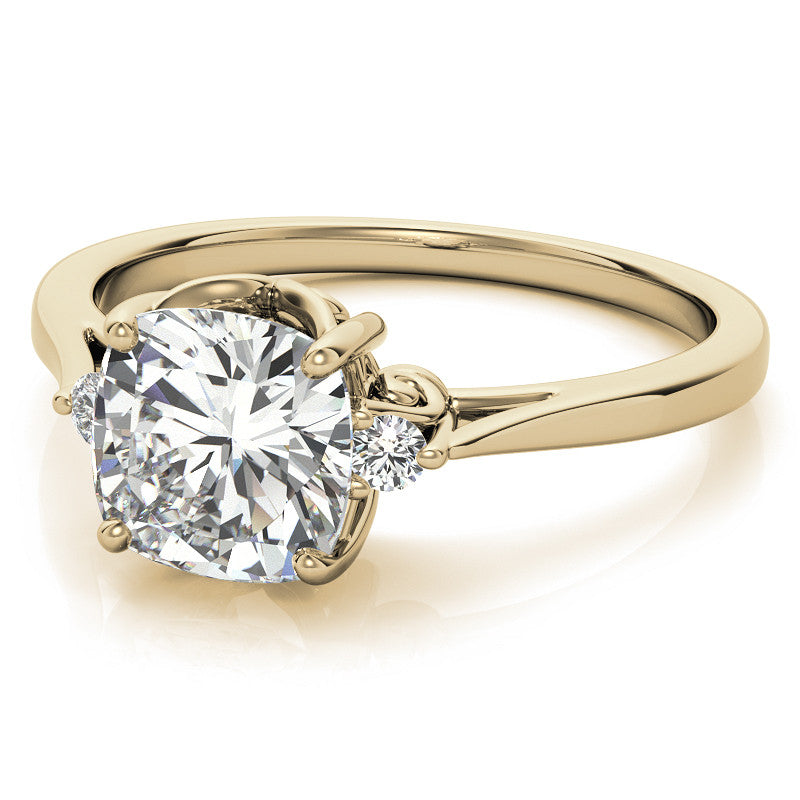 Cushion Three-Stone Cathedral Engagement Ring