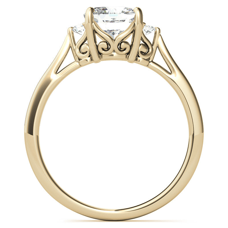 Cushion Three-Stone Cathedral Engagement Ring