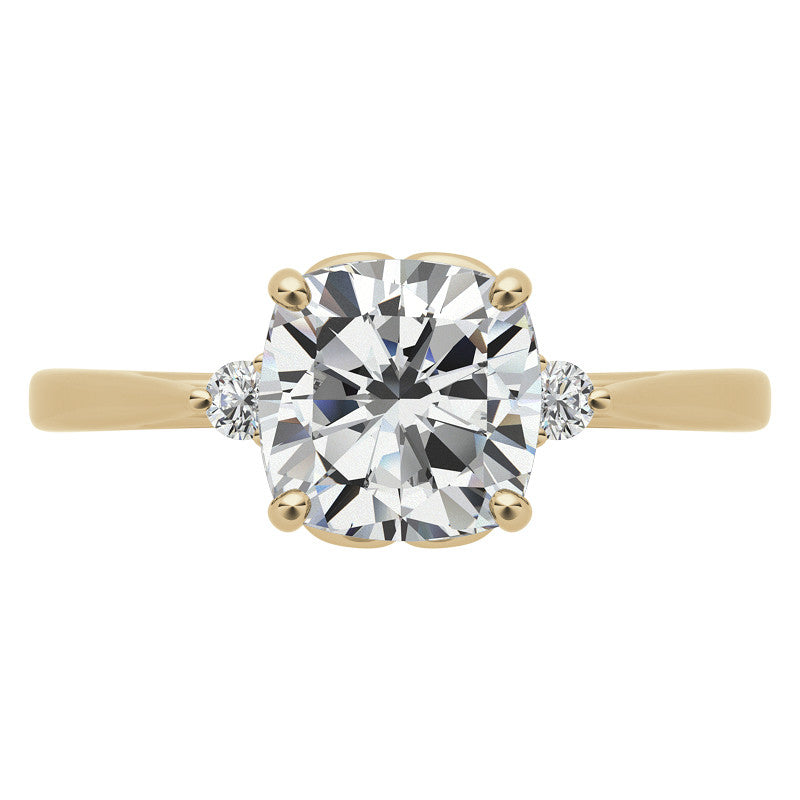 Cushion Three-Stone Cathedral Engagement Ring
