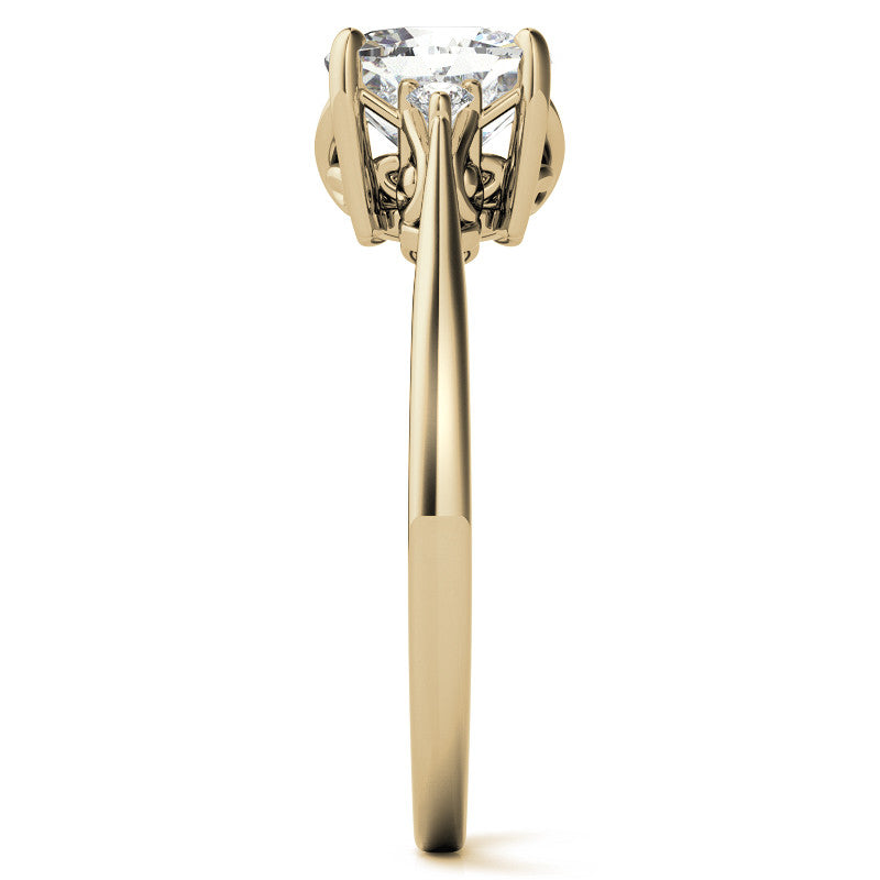 Cushion Three-Stone Cathedral Engagement Ring