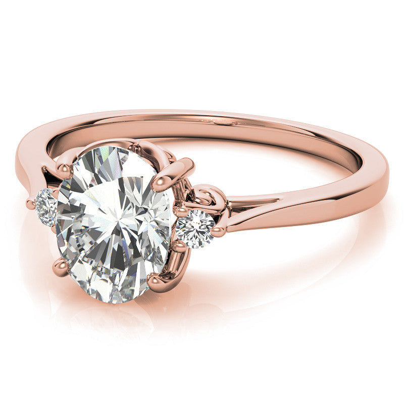 Oval Three-Stone Cathedral Engagement Ring