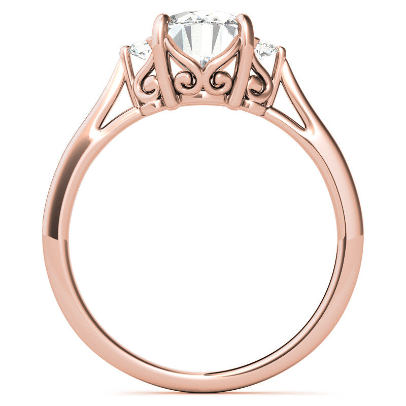 Oval Three-Stone Cathedral Engagement Ring