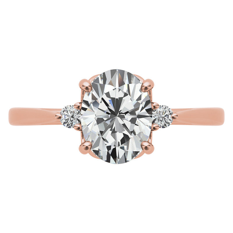 Oval Three-Stone Cathedral Engagement Ring