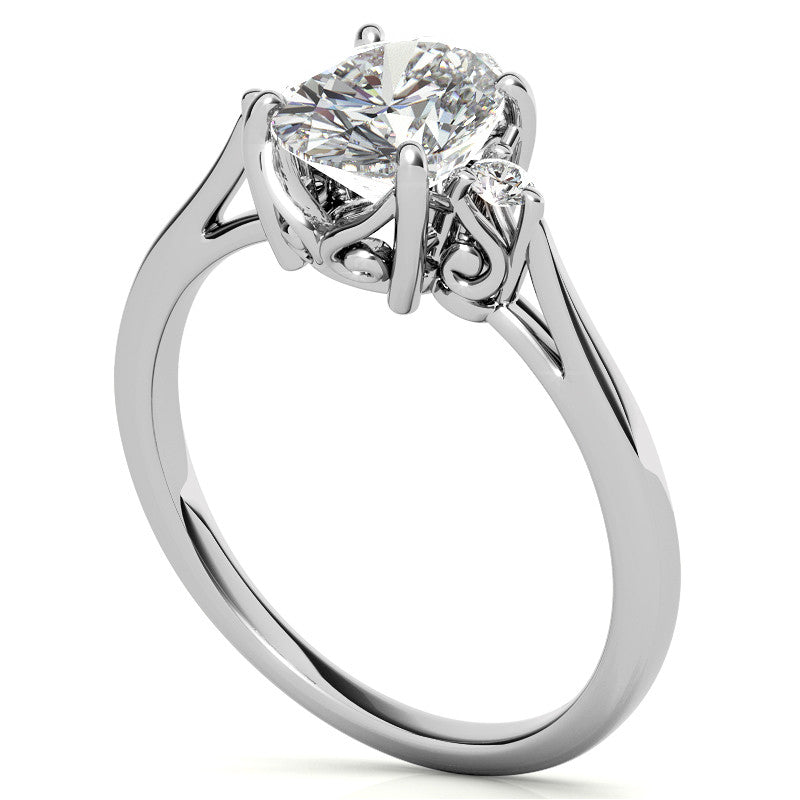 Oval Three-Stone Cathedral Engagement Ring