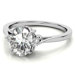 Oval Three-Stone Cathedral Engagement Ring