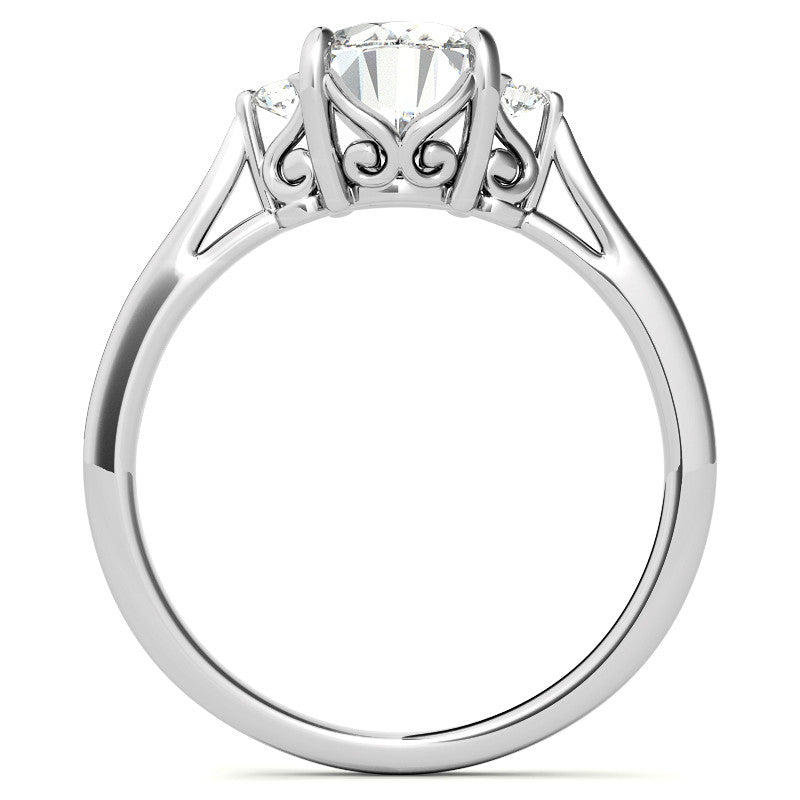 Oval Three-Stone Cathedral Engagement Ring