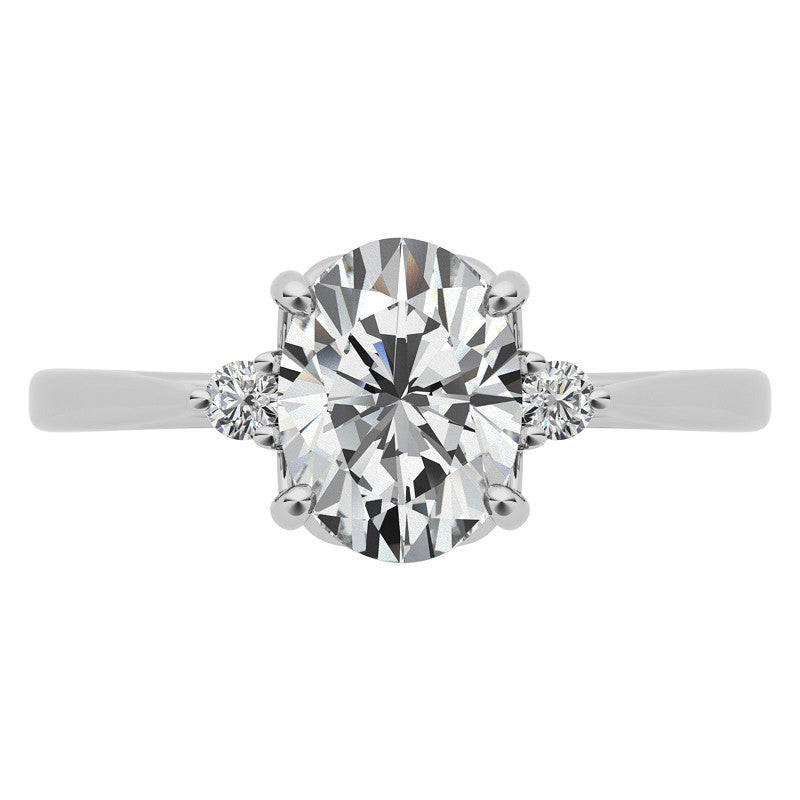 Oval Three-Stone Cathedral Engagement Ring