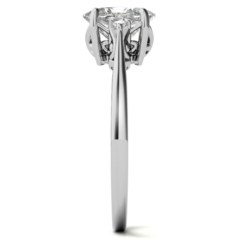 Oval Three-Stone Cathedral Engagement Ring