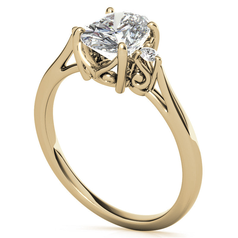 Oval Three-Stone Cathedral Engagement Ring