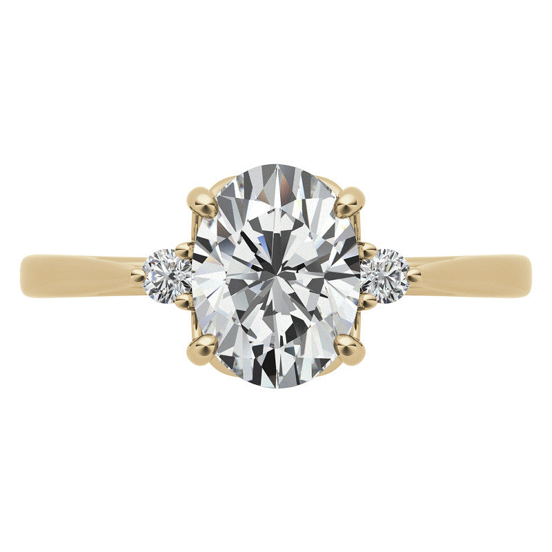 Oval Three-Stone Cathedral Engagement Ring