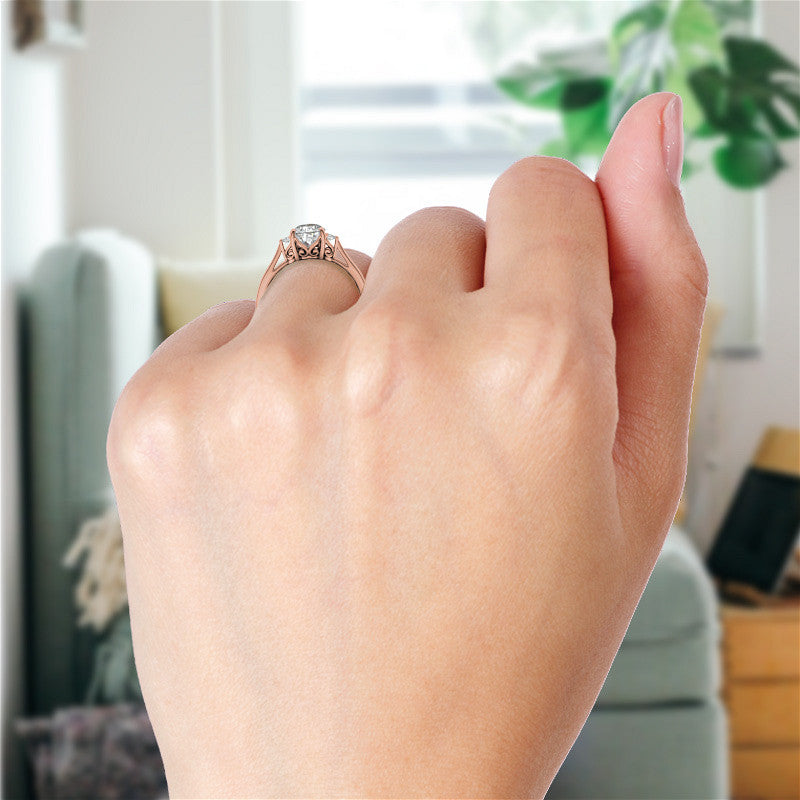Pear Three-Stone Cathedral Engagement Ring