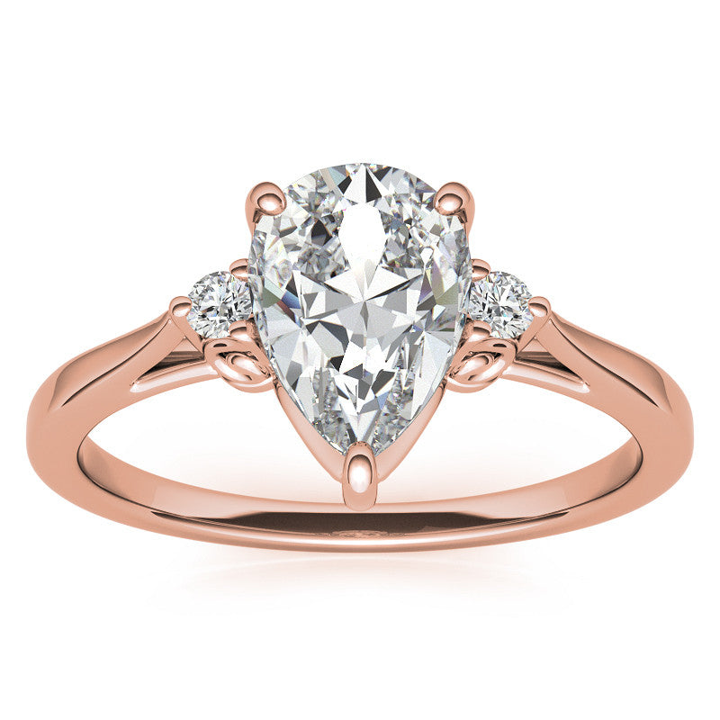 Pear Three-Stone Cathedral Engagement Ring