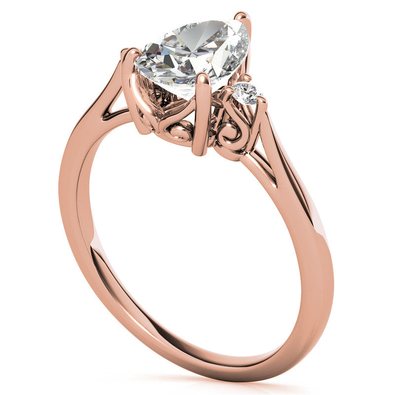 Pear Three-Stone Cathedral Engagement Ring