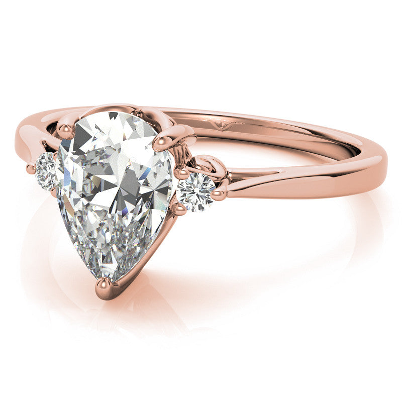 Pear Three-Stone Cathedral Engagement Ring