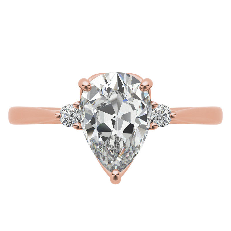 Pear Three-Stone Cathedral Engagement Ring