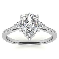 Pear Three-Stone Cathedral Engagement Ring