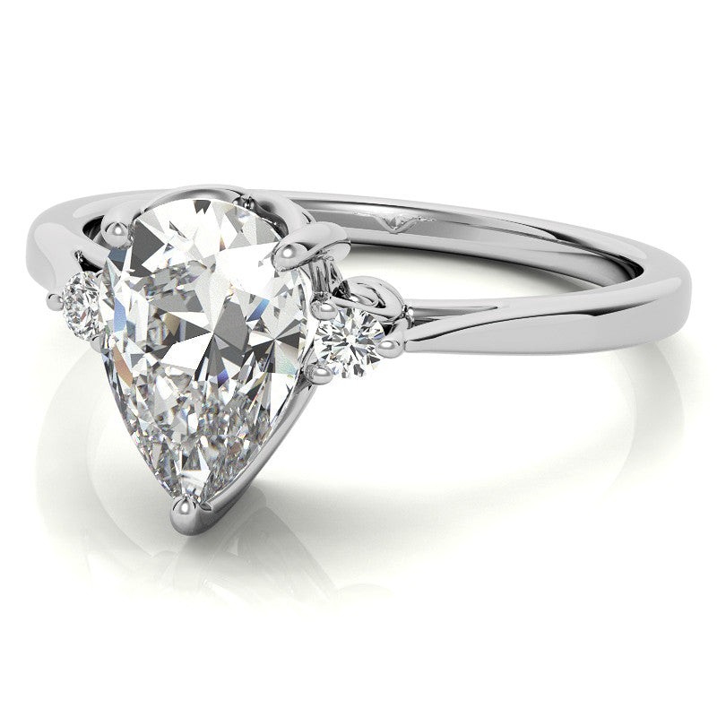 Pear Three-Stone Cathedral Engagement Ring
