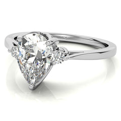 Pear Three-Stone Cathedral Engagement Ring