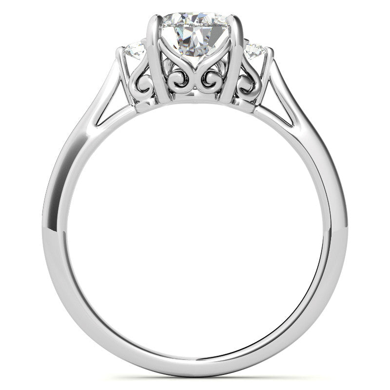 Pear Three-Stone Cathedral Engagement Ring