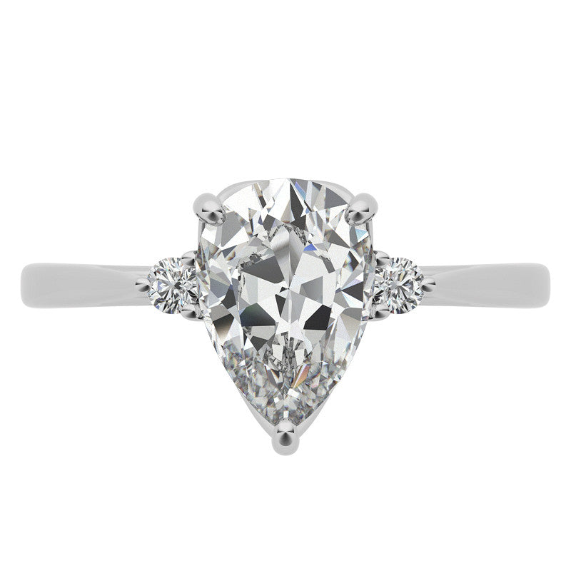 Pear Three-Stone Cathedral Engagement Ring