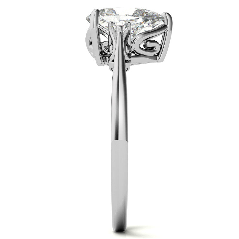Pear Three-Stone Cathedral Engagement Ring