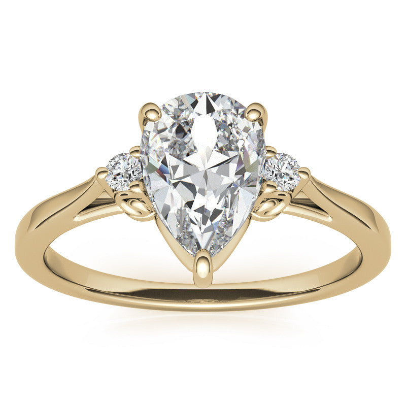 Pear Three-Stone Cathedral Engagement Ring