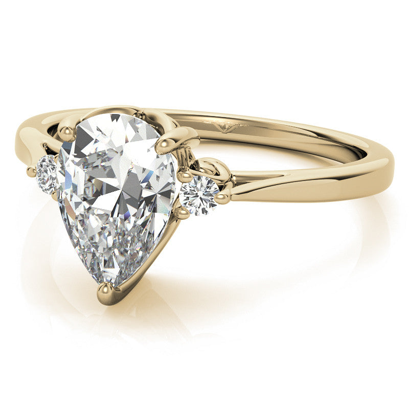 Pear Three-Stone Cathedral Engagement Ring
