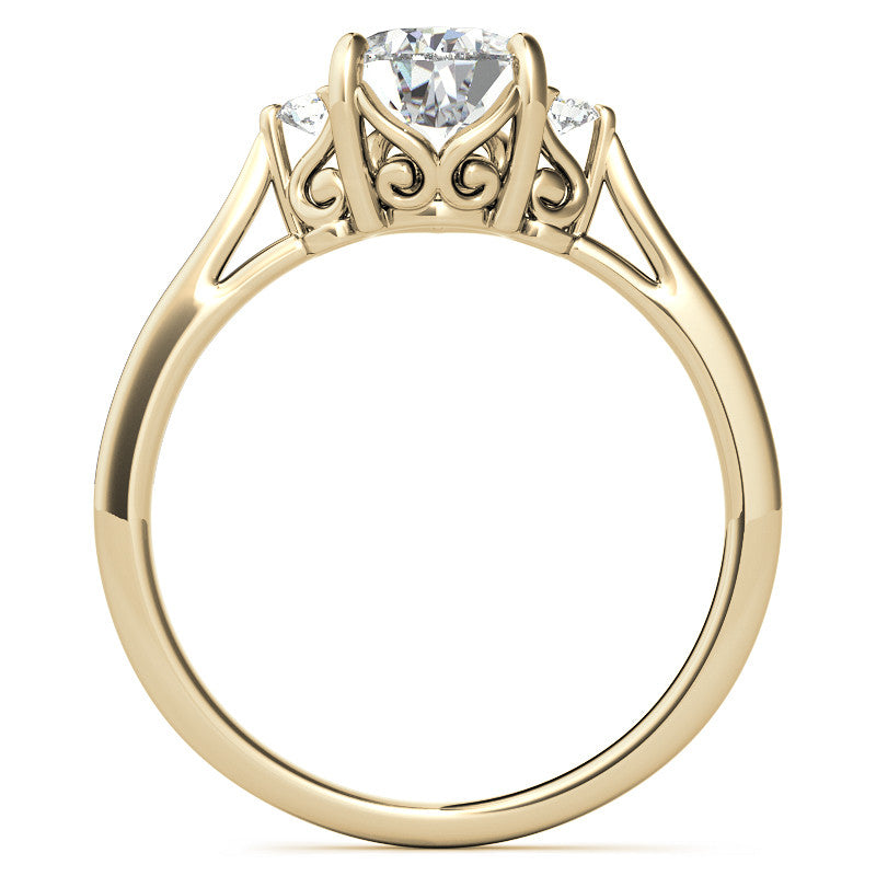 Pear Three-Stone Cathedral Engagement Ring