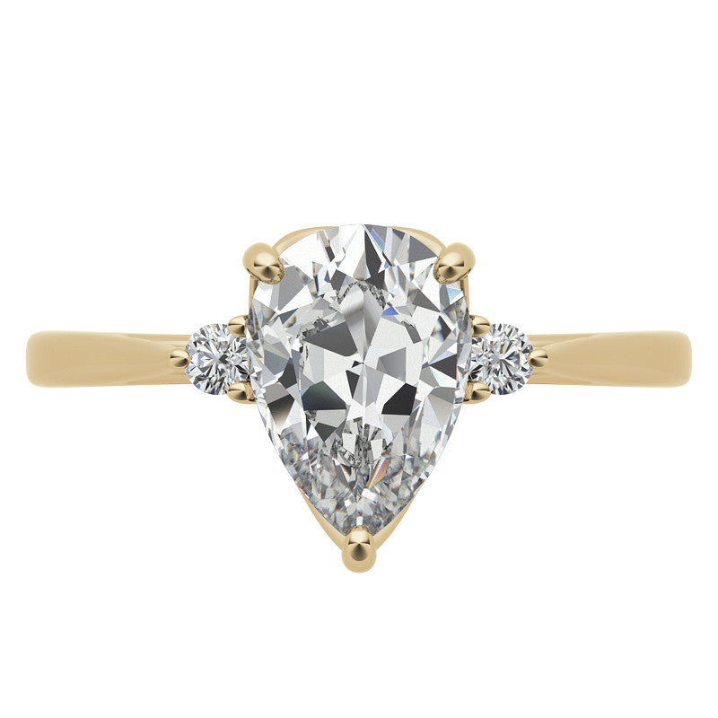 Pear Three-Stone Cathedral Engagement Ring