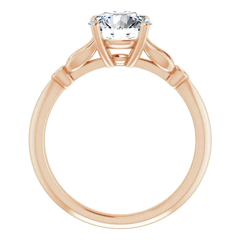 Floral Inspired Round Cathedral Moissanite Engagement Ring