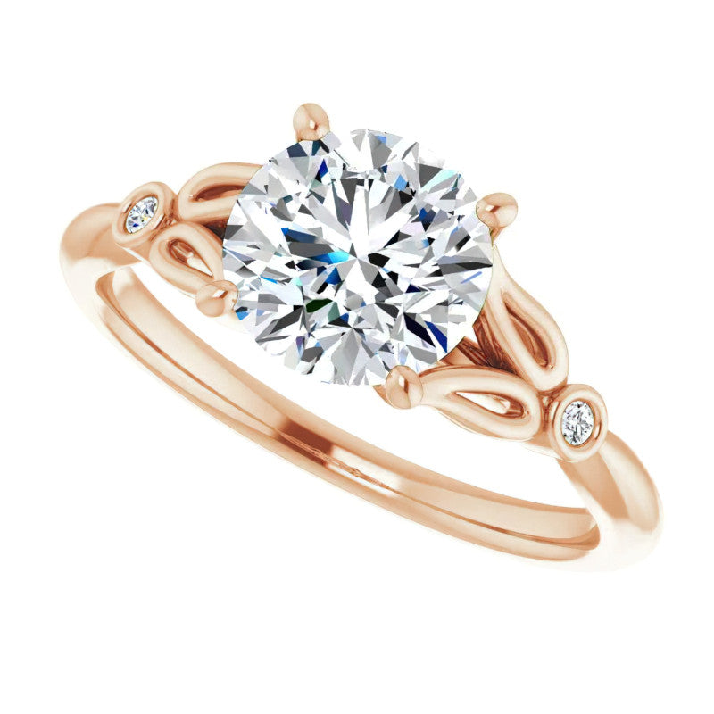 Floral Inspired Round Cathedral Moissanite Engagement Ring