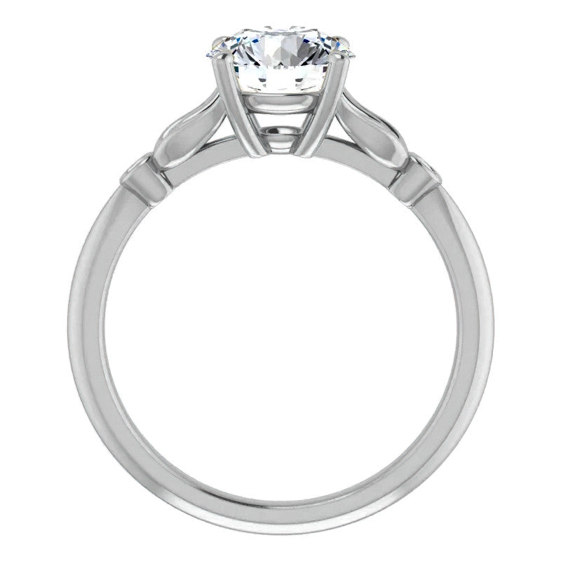 Floral Inspired Round Cathedral Moissanite Engagement Ring
