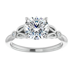 Floral Inspired Round Cathedral Moissanite Engagement Ring