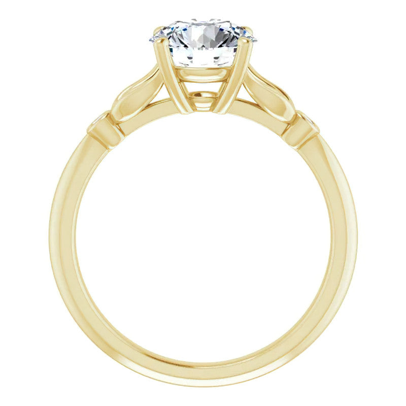 Floral Inspired Round Cathedral Moissanite Engagement Ring