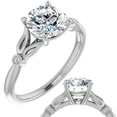 Floral Inspired Round Cathedral Moissanite Engagement Ring