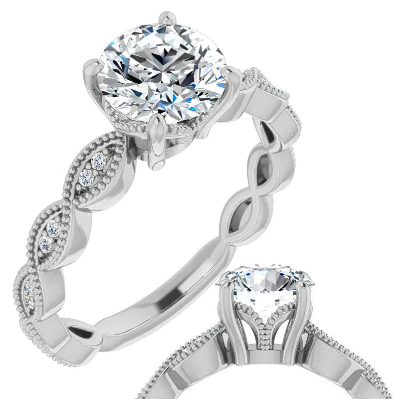 Round Infinity-Styled Moissanite Engagement Ring