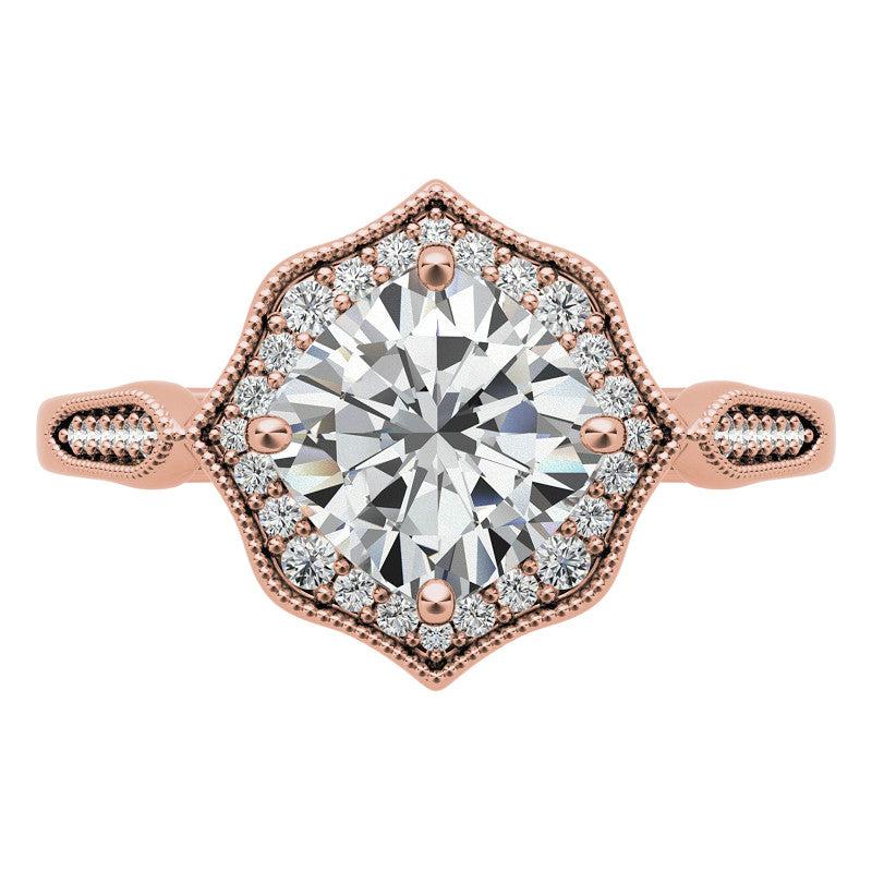 Cushion Moissanite Antique Cathedral Halo Engagement Ring