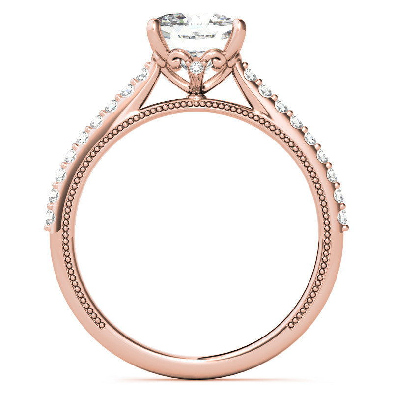 Cushion Moissanite Vintage Engagement Ring with Milgrain