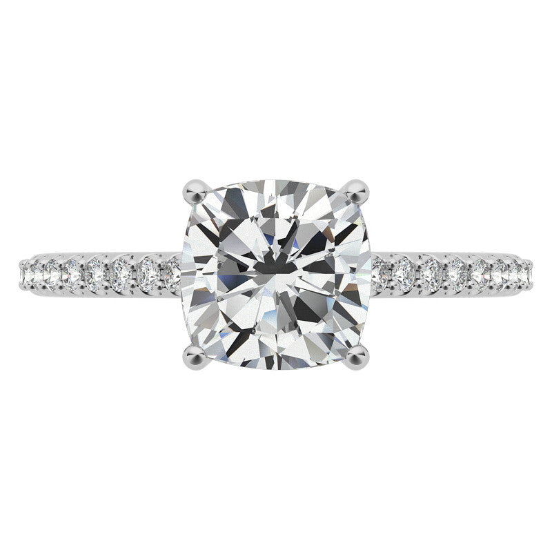 Cushion Moissanite Vintage Engagement Ring with Milgrain